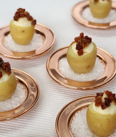 Baby baked potato com Catupiry e bacon crocante