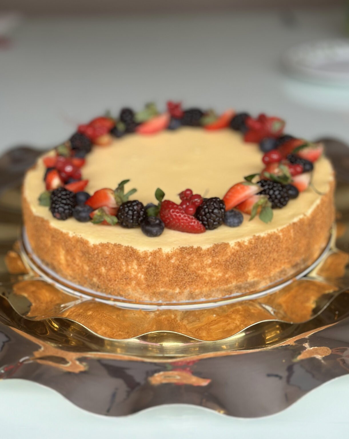 Ny Style Cheesecake de frutas vermelhas super cremosa & coulis de berries